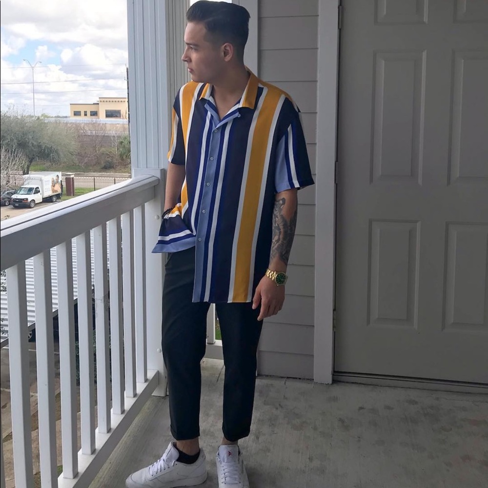 Zara men stripes short sleeve M relaxed fit shirt